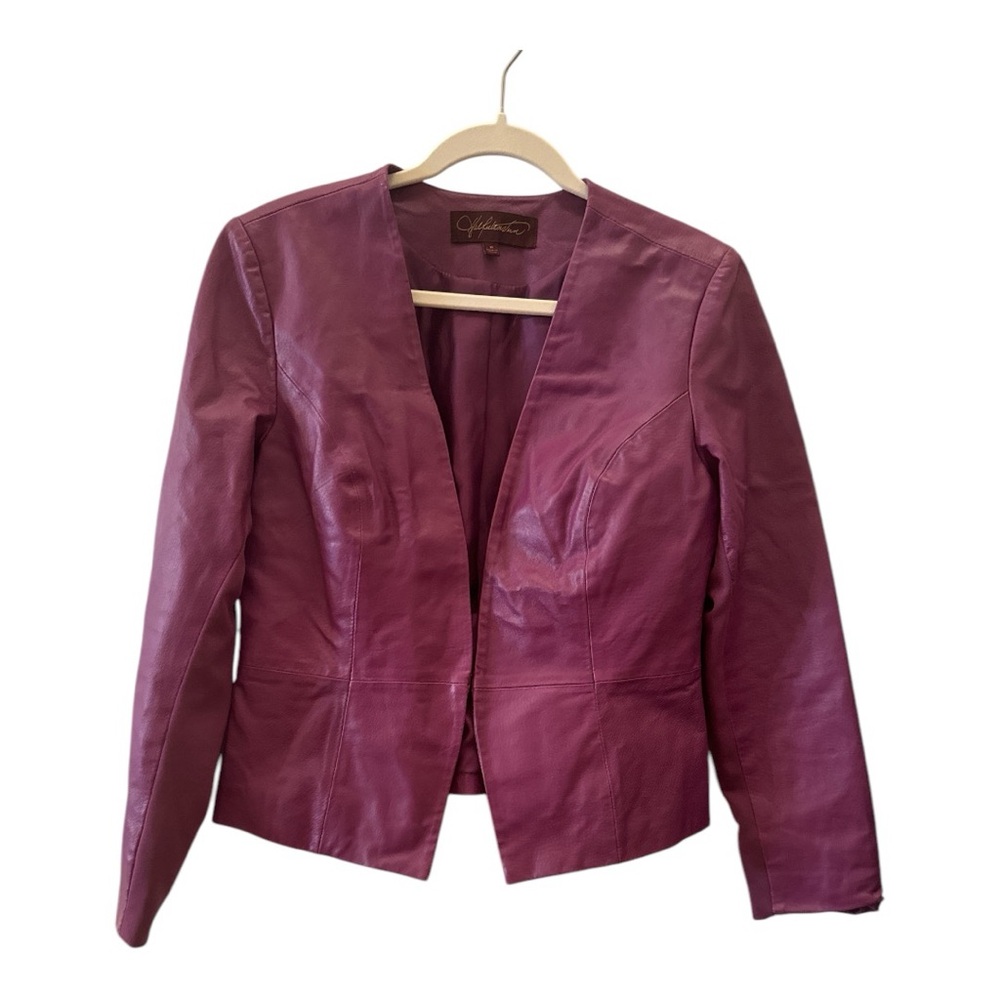 Vintage Hal Rubenstein Sz. L Purple Textured 100% Leather Jacket W/Pockets